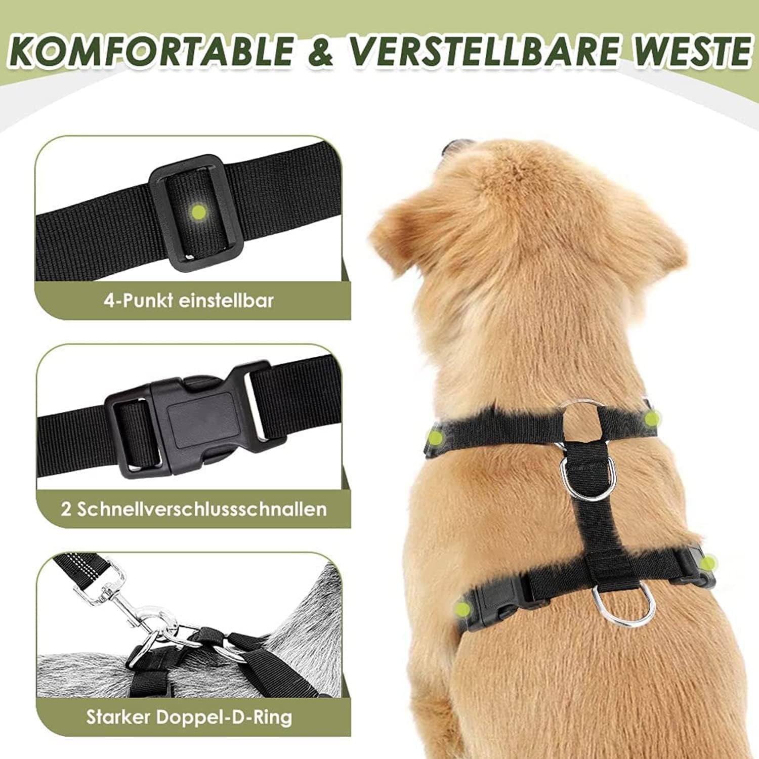 Dog Car Safety Harness Seat Belt 